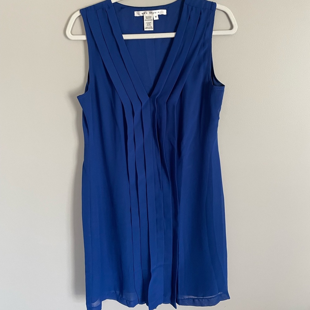Max Studio royal blue shirt dress size M